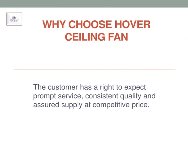 WHY CHOOSE HOVER CEILING FAN