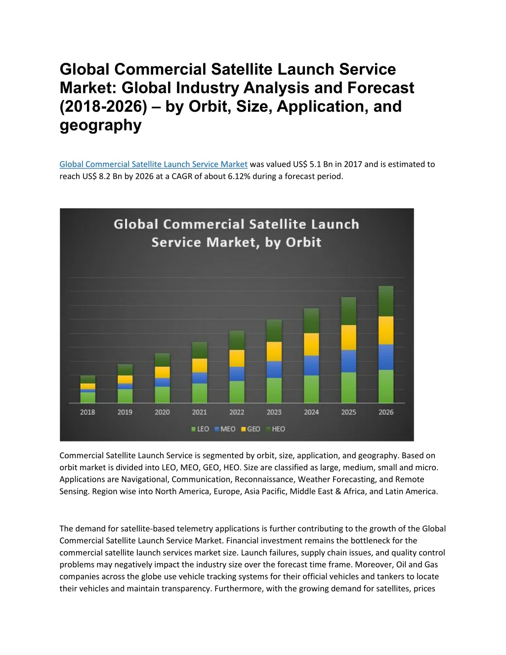 global commercial satellite launch service market