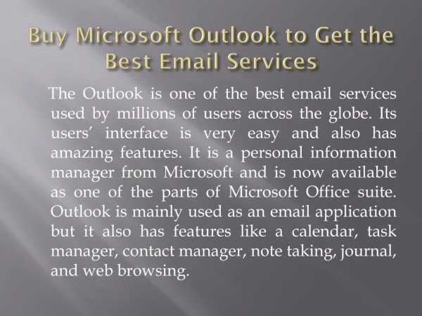 Buy Microsoft Outlook to Get the Best Email Services