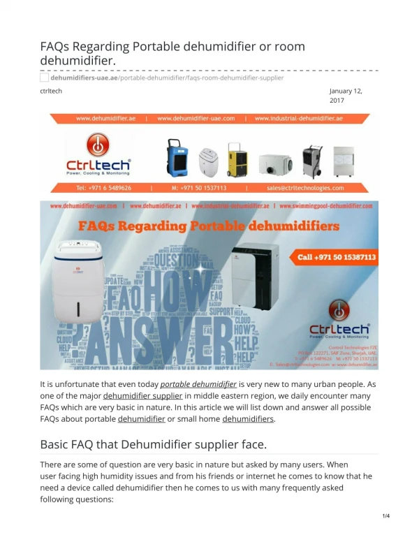 FAQs Regarding Portable dehumidifier or room dehumidifier. #portabledehumidifier
