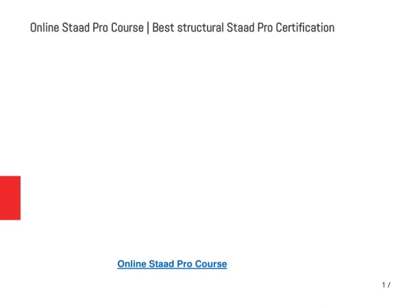 Online Staad Pro Course | Best structural Staad Pro Certification