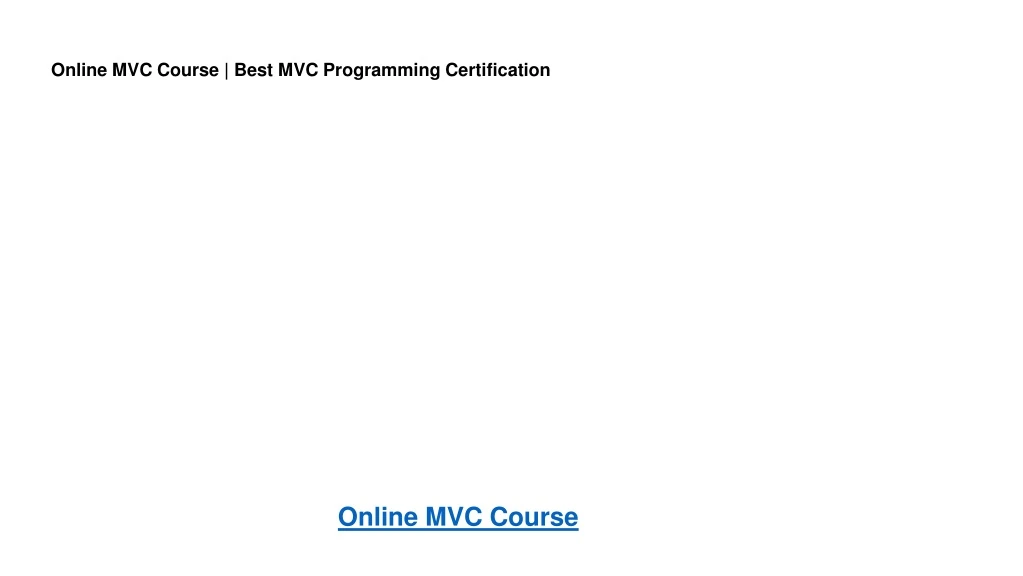 online mvc course best mvc programming certification