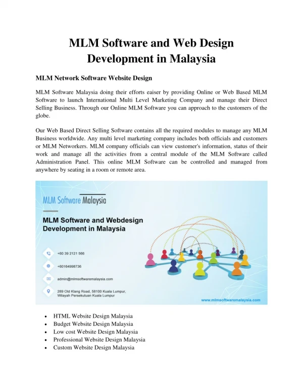 MLM Software and Web Design Development in Malaysia
