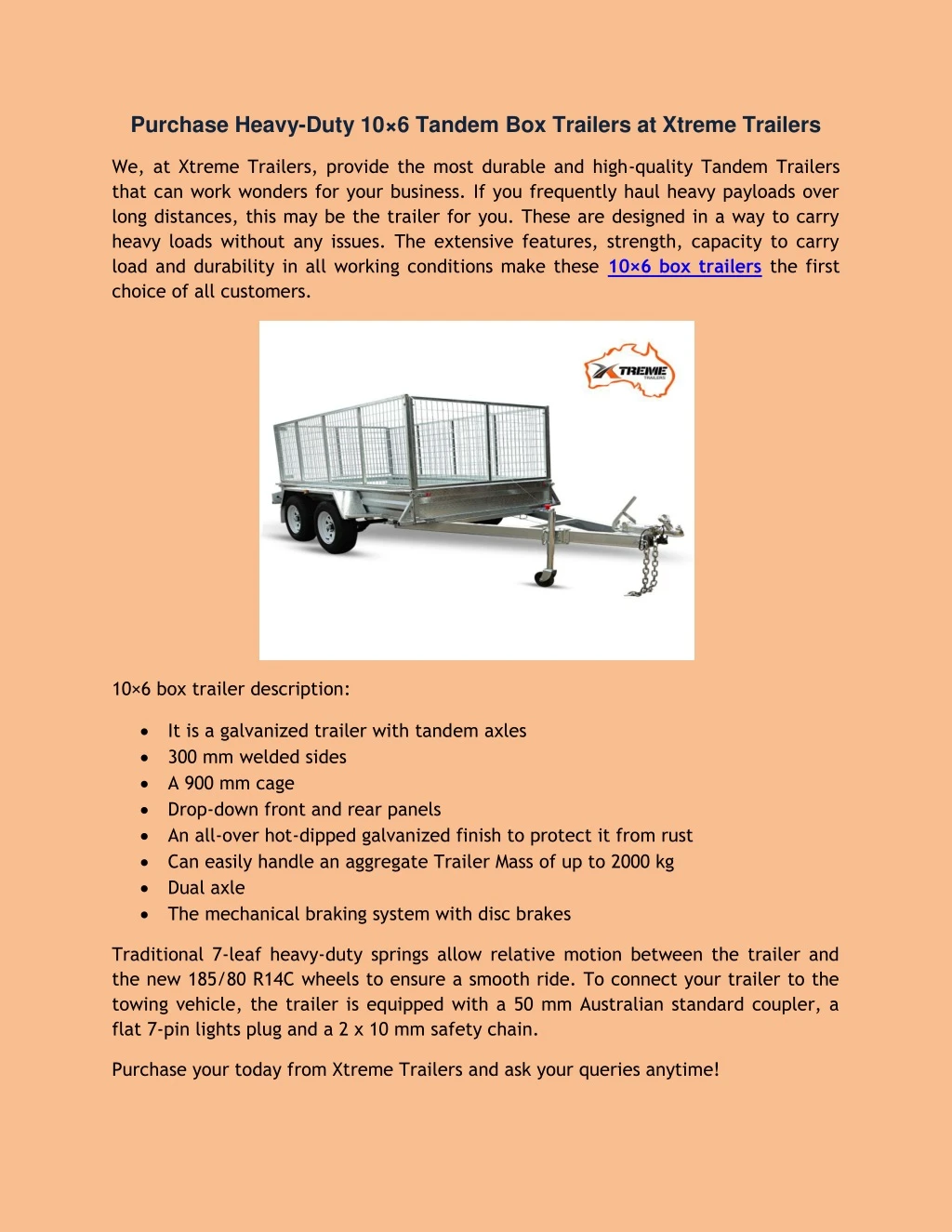 purchase heavy duty 10 6 tandem box trailers