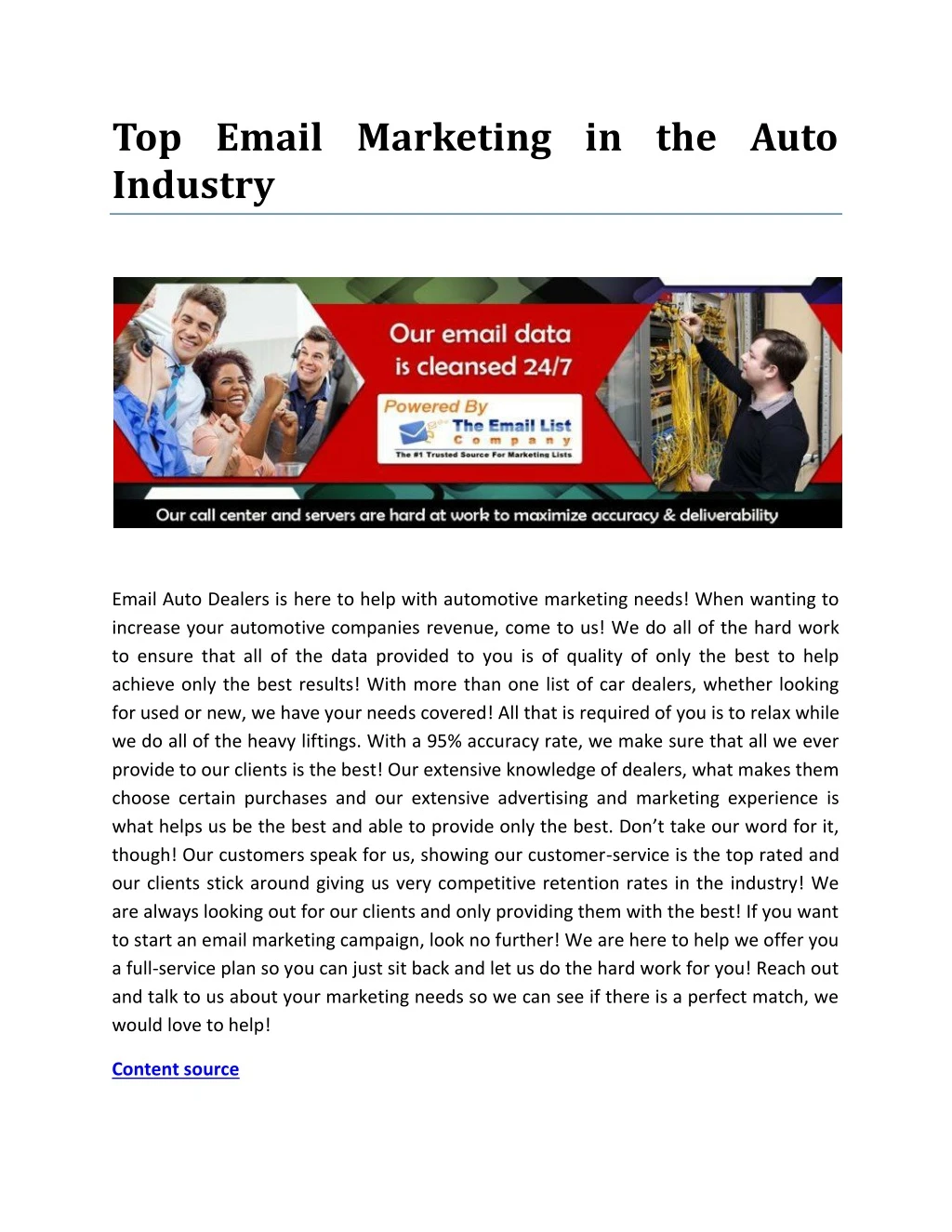 top email marketing in the auto industry