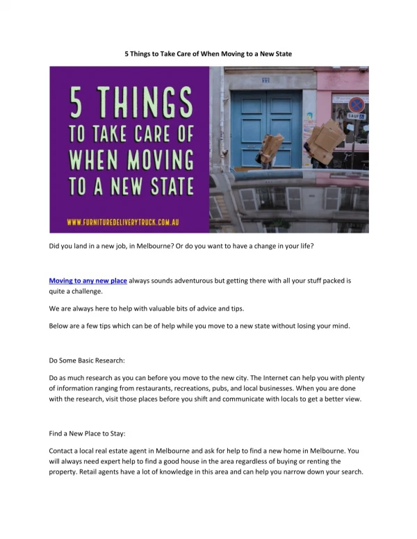 5 Things to Take Care of When Moving to a New State