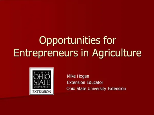 Opportunities for Entrepreneurs in Agriculture