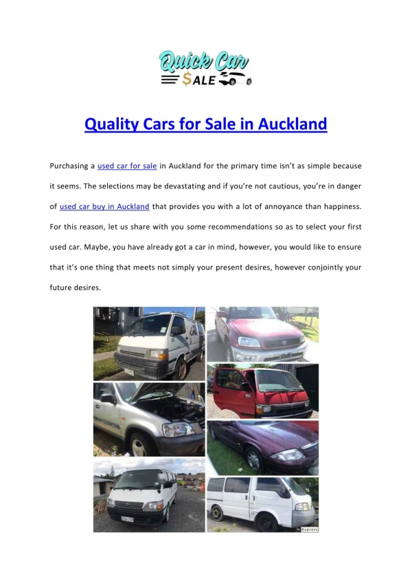 Quality Cars for Sale in Auckland Quick Car Sale