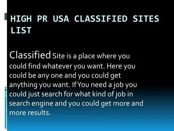 high pr usa classified sites list