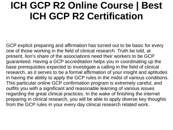 ICH GCP R2 Online Course