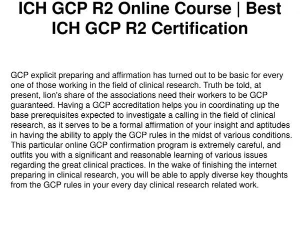 ICH GCP R2 Online Course