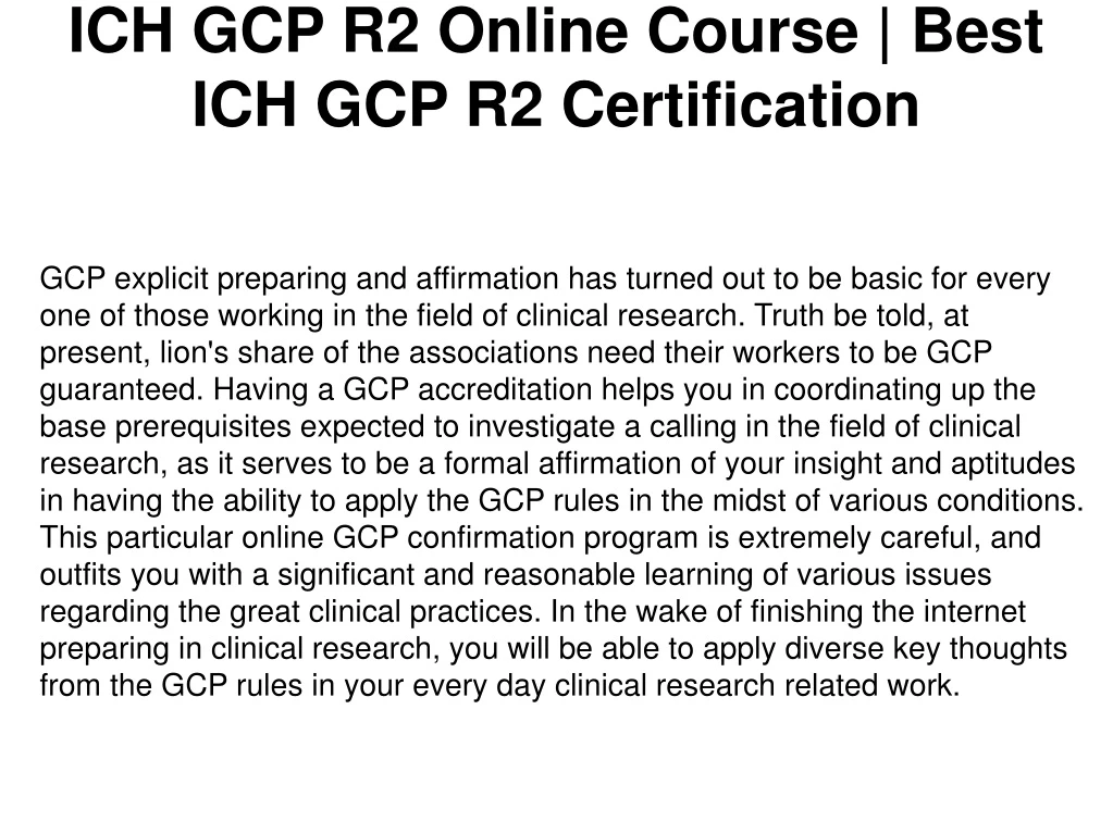 ich gcp r2 online course best