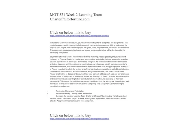 MGT 521 Week 2 Learning Team Charter//tutorfortune.com