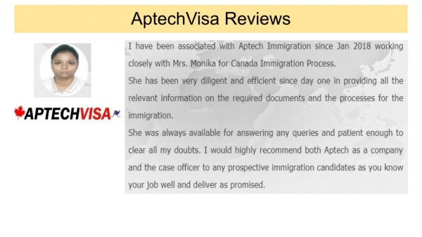AptechVisa Customer Reviews
