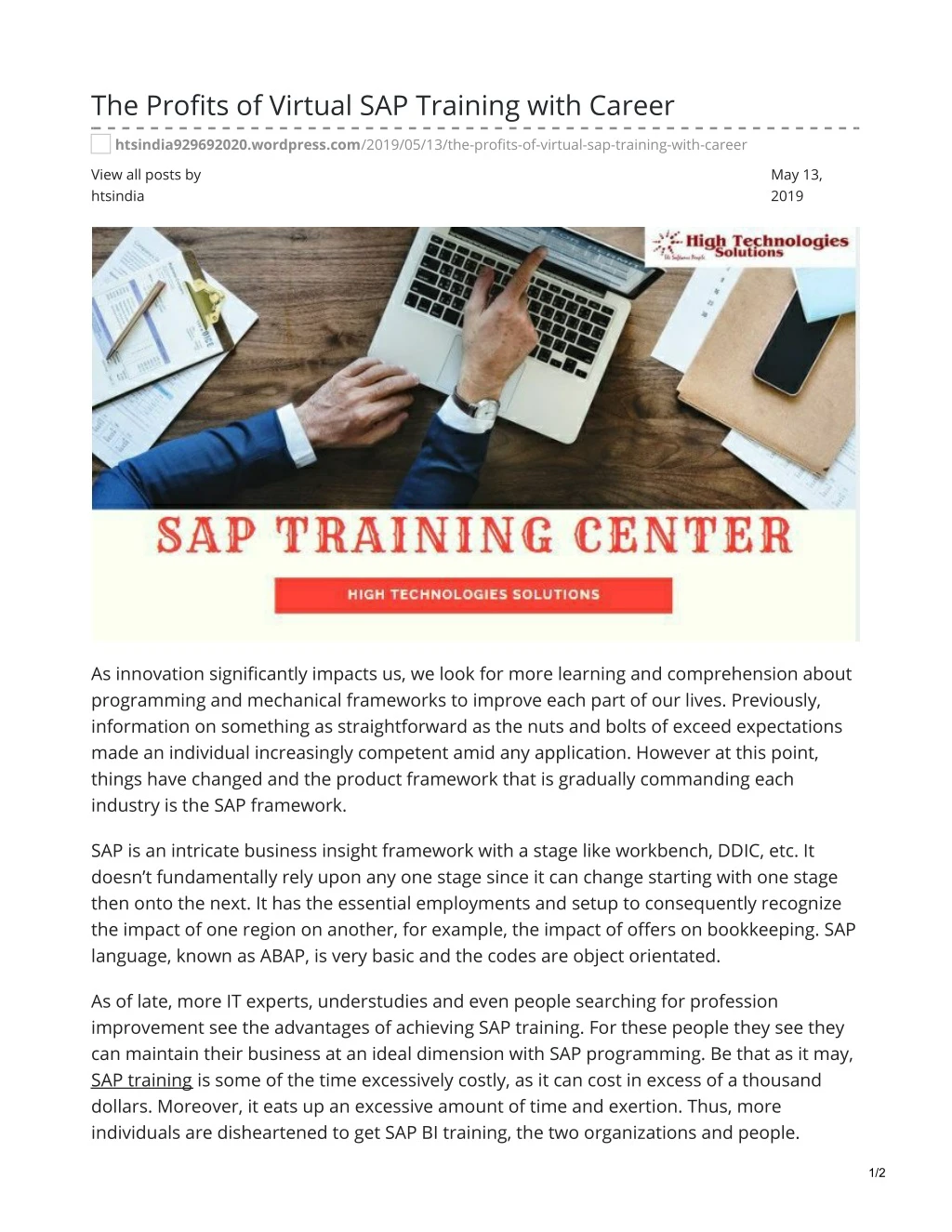 the profits of virtual sap training with career