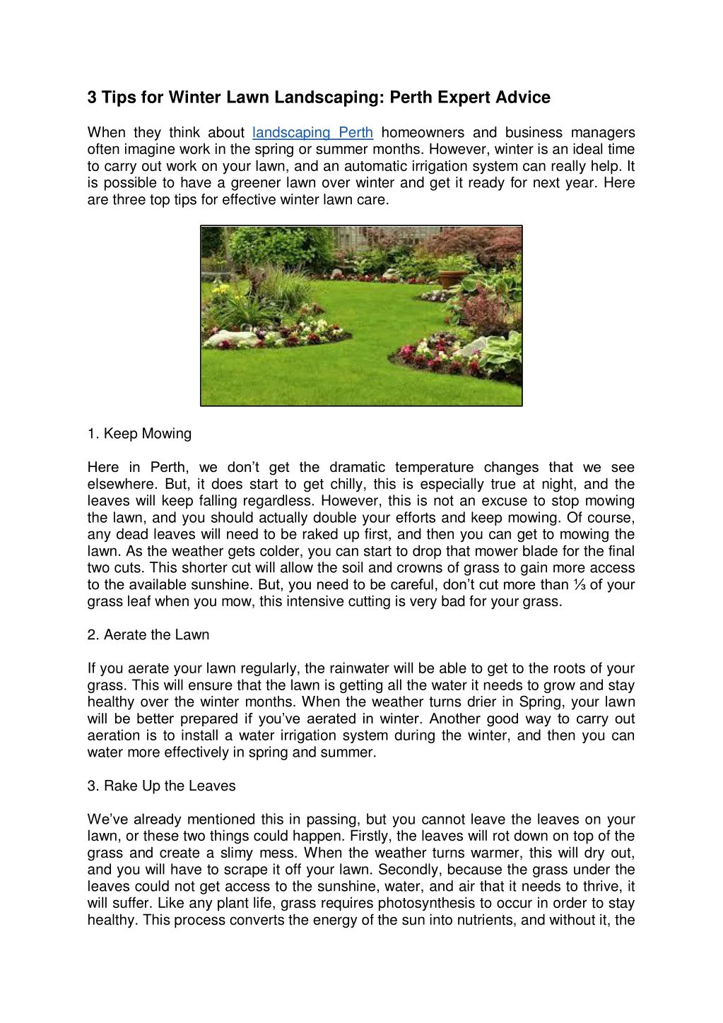 3 tips for winter lawn landscaping perth expert