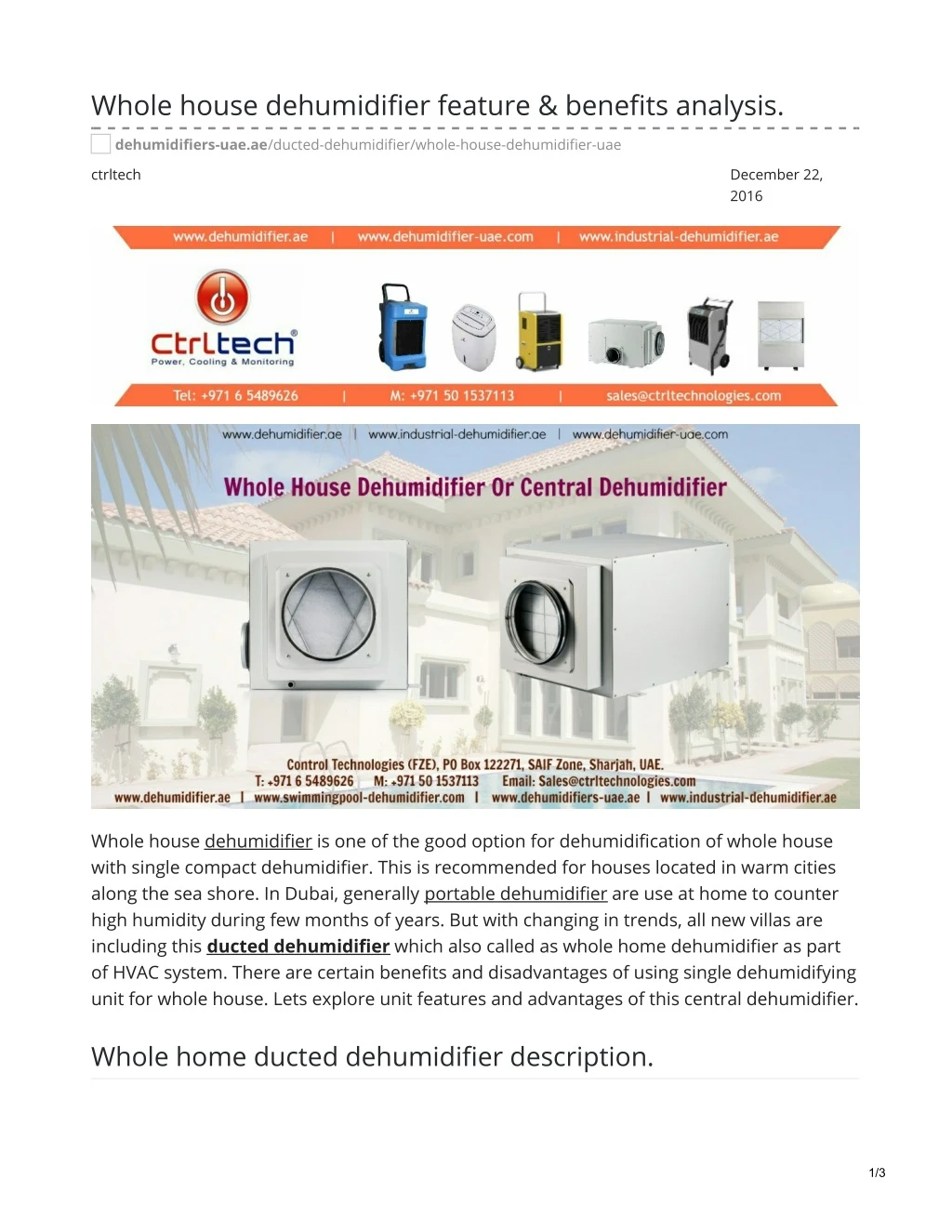 whole house dehumidifier feature benefits analysis