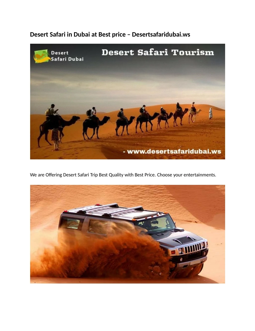 desert safari in dubai at best price