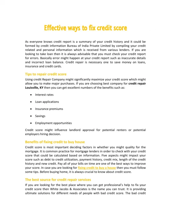 Effective ways to fix credit score