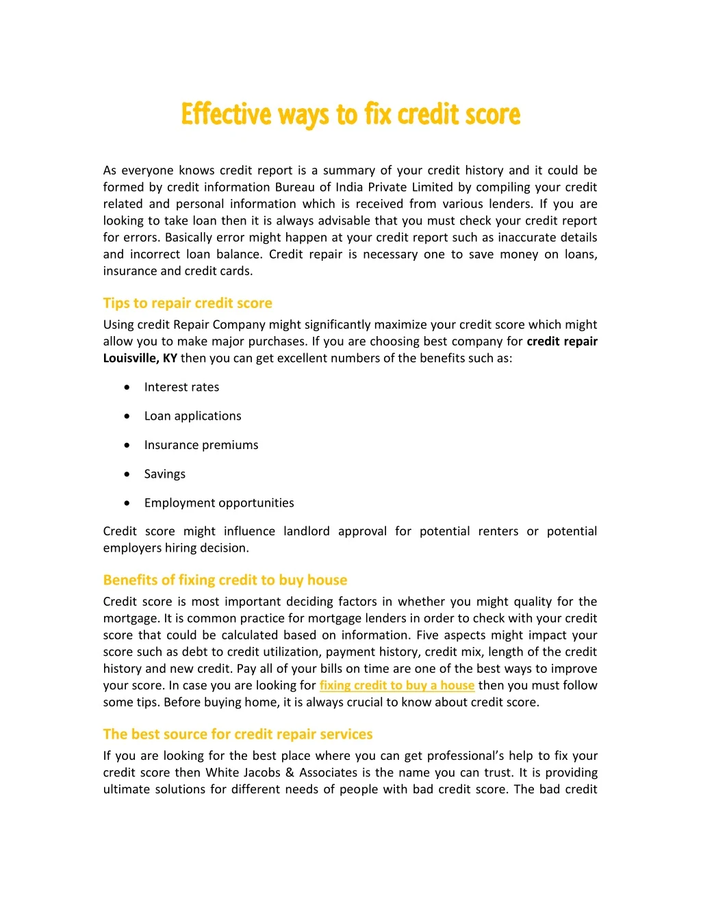 effective ways to fix credit score effective ways