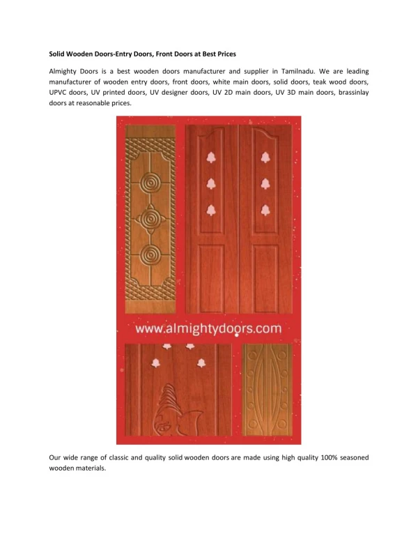 Wooden main Doors best price