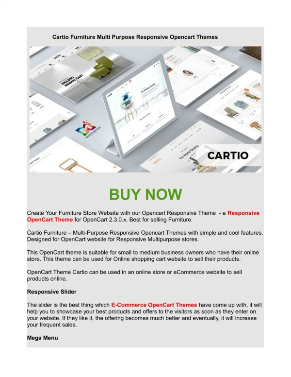 Cartio Furniture Multi Purpose Responsive Opencart Themes