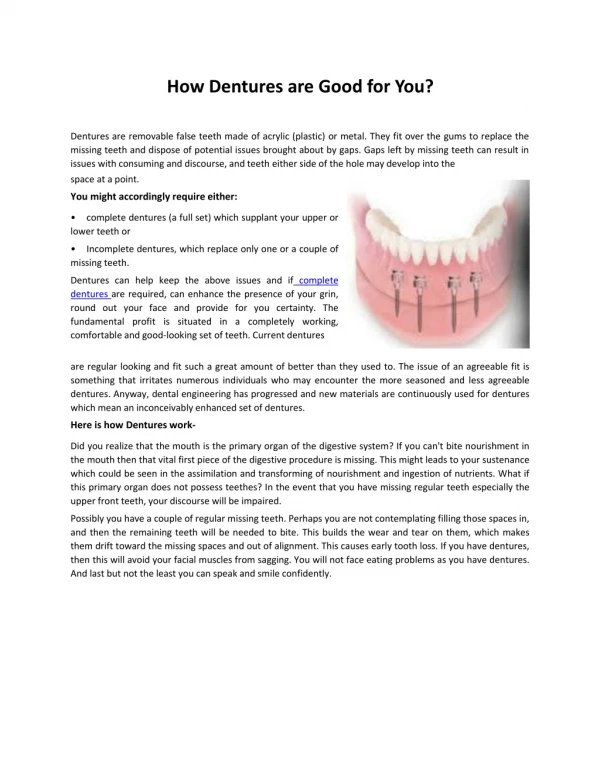 How Dentures are Good for You?