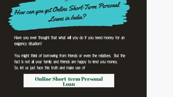 How can you get Online Short-Term Personal Loans in India?