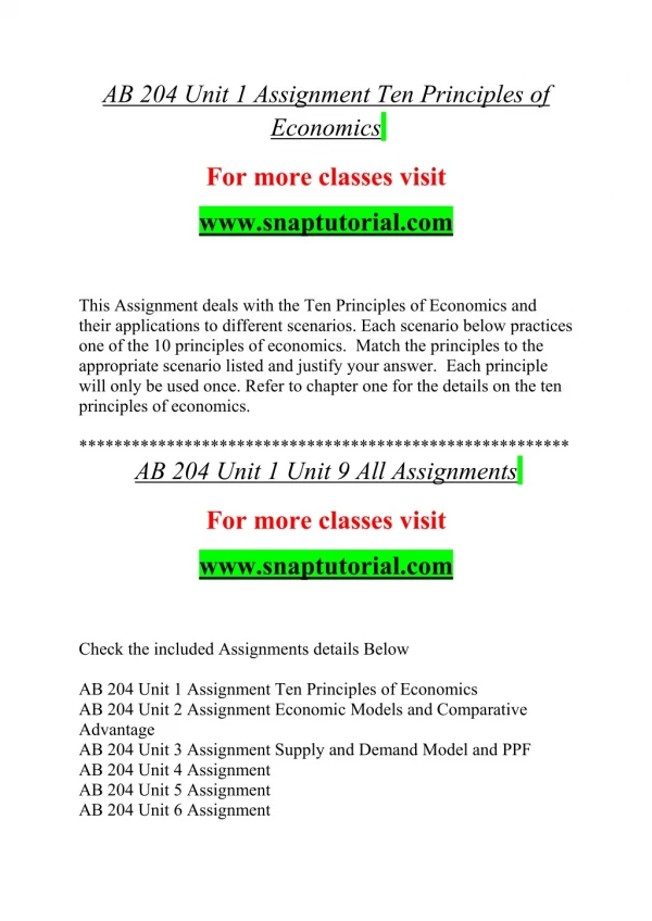 "AB 204 Exceptional Education / snaptutorial.com "