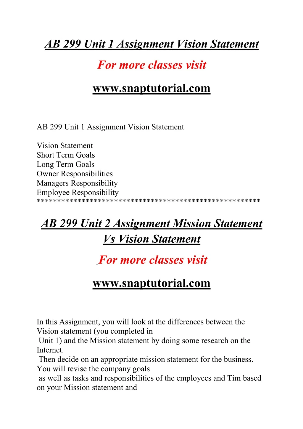 ab 299 unit 1 assignment vision statement