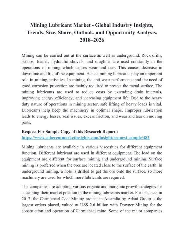 Mining Lubricant Market