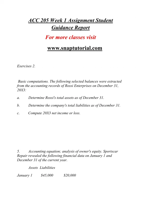 ACC 205 Exceptional Education / snaptutorial.com