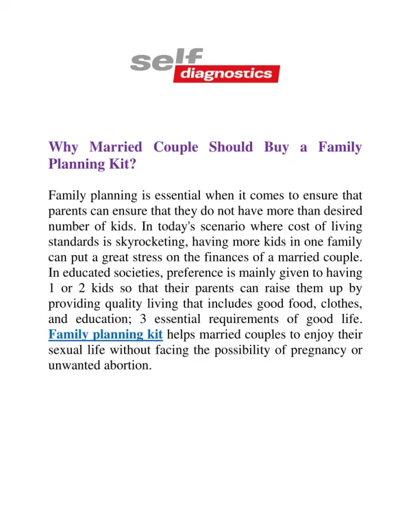 Why Married Couple Should Buy a Family Planning Kit