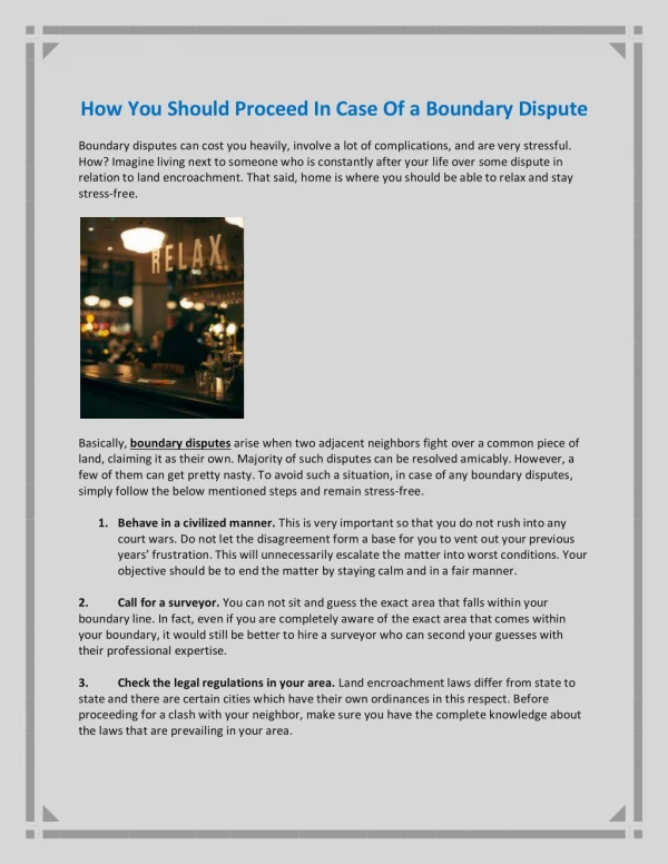 How You Should Proceed In Case Of a Boundary Dispute