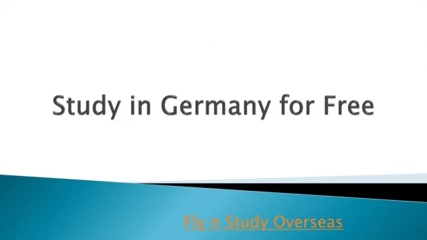 Study in Germany for Free - Fly n Study Overseas