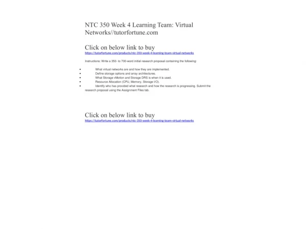 NTC 350 Week 4 Learning Team: Virtual Networks//tutorfortune.com