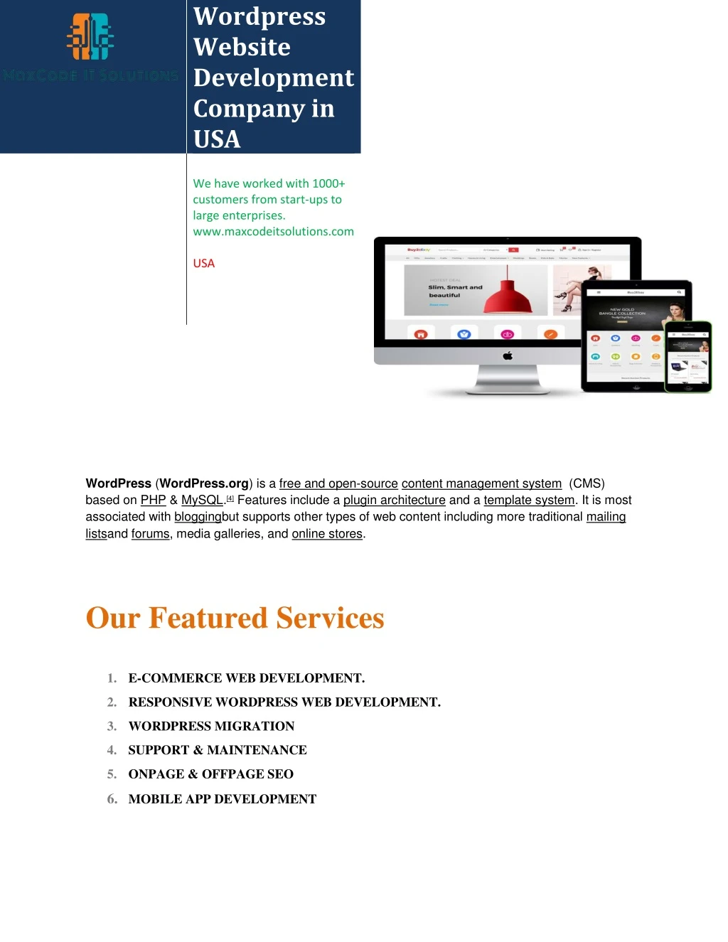 wordpress website development company in usa