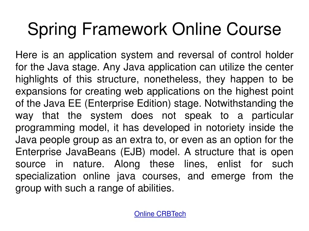 spring framework online course