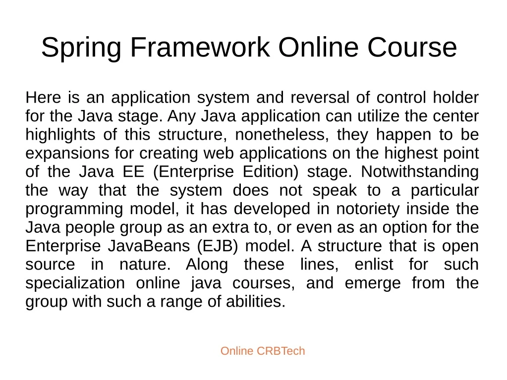 spring framework online course