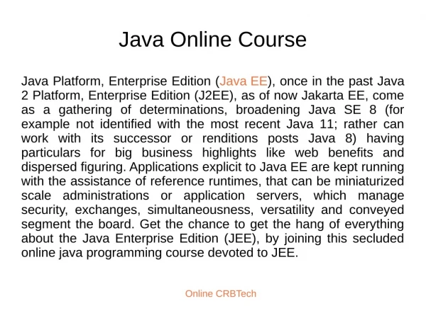 Java Online Course | Best Online Java JEE Certification