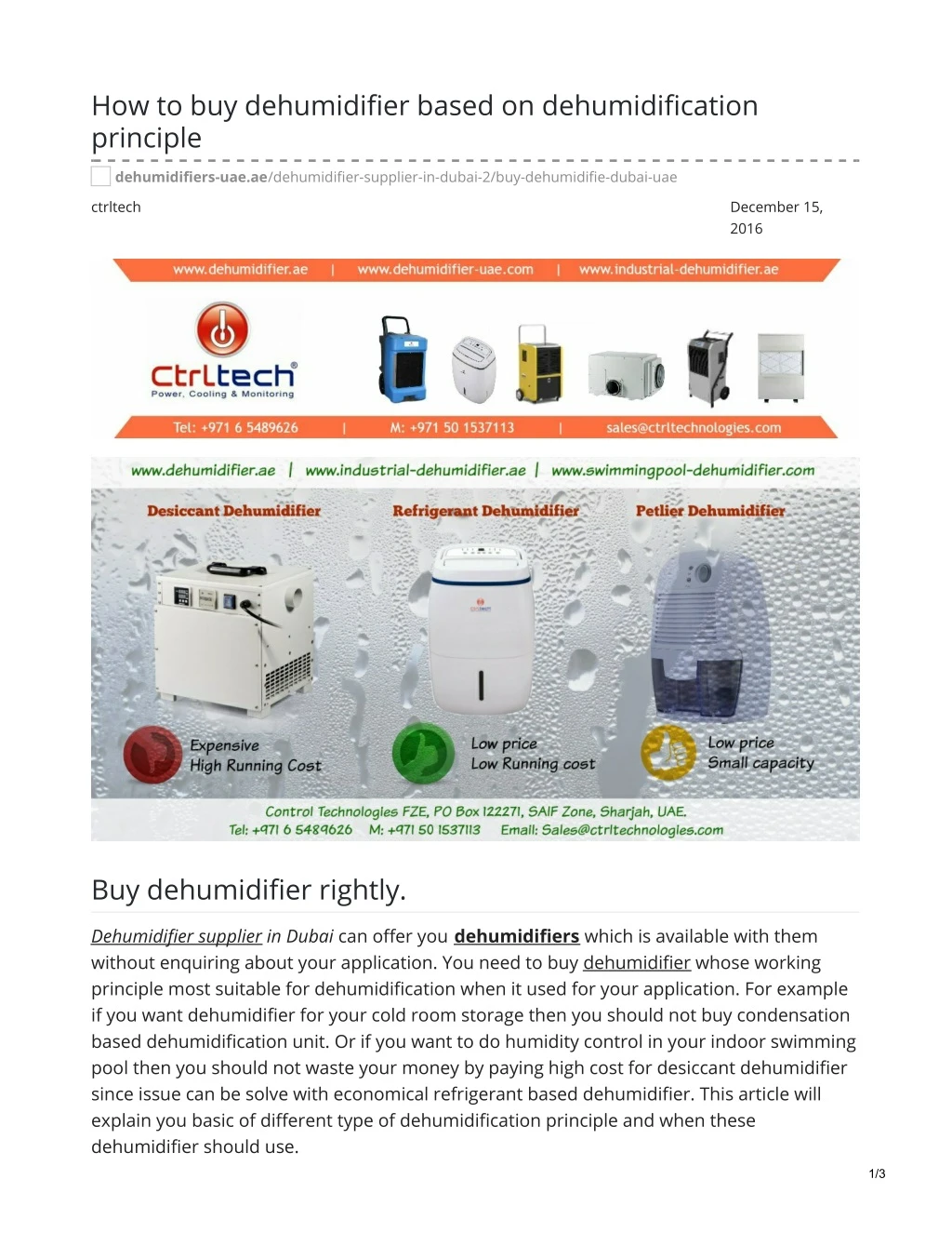 how to buy dehumidifier based on dehumidification