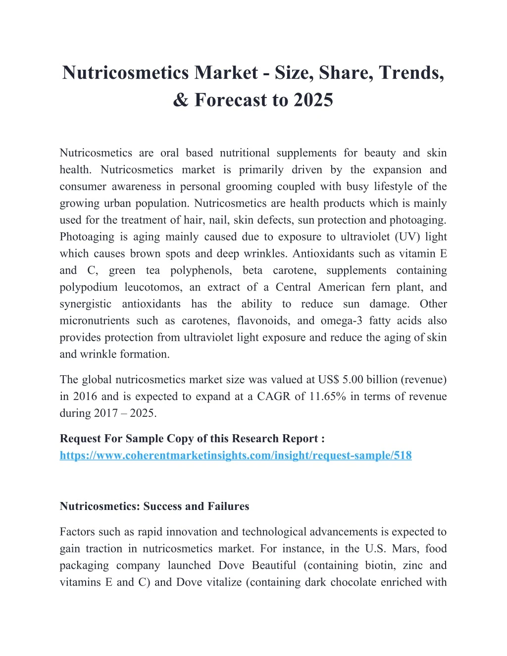 nutricosmetics market size share trends forecast