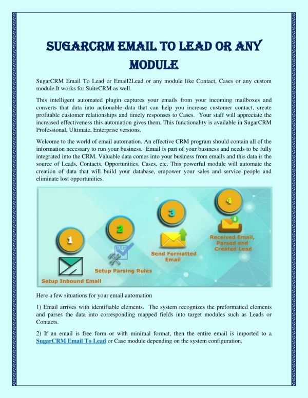 SugarCRM Email to Lead or Any Module