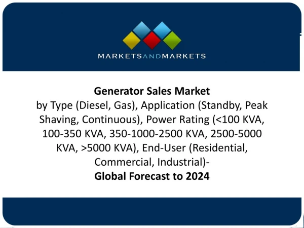 Generator Sales Market - Global Forecast to 2024