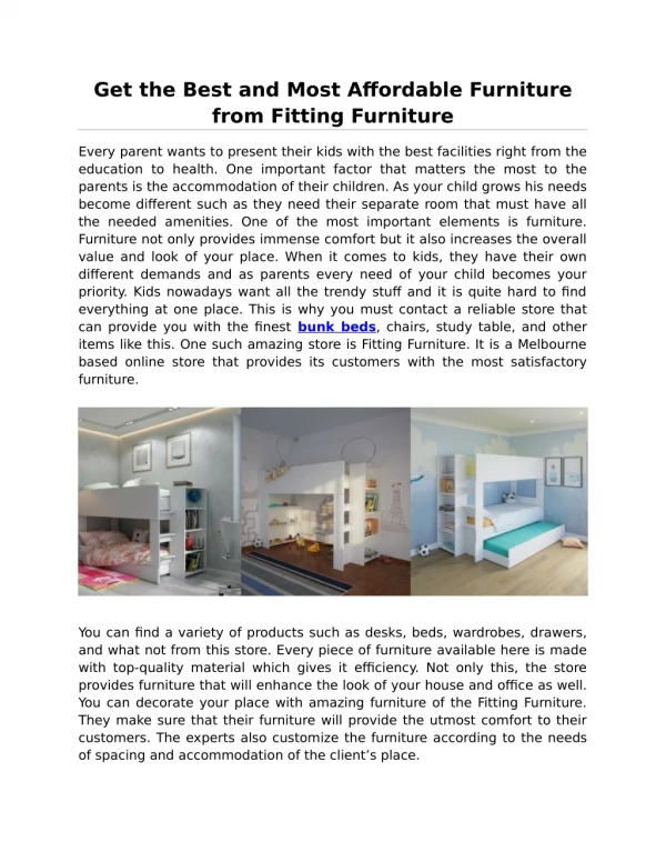 Get the Best and Most Affordable Furniture from Fitting Furniture