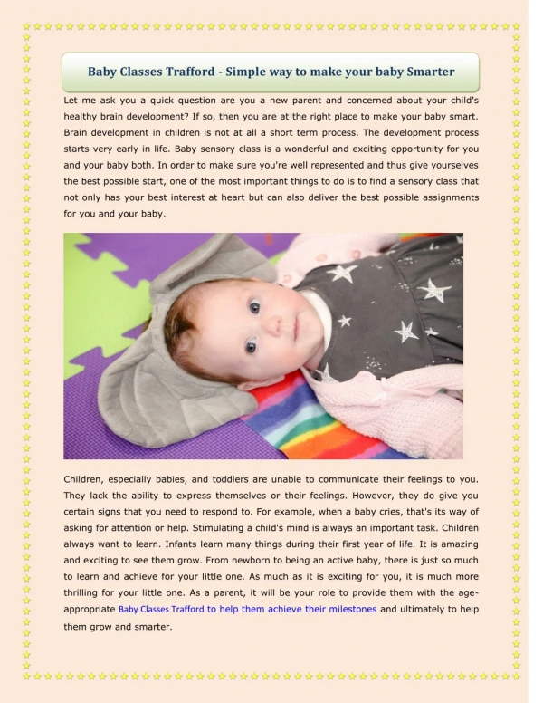 Baby Classes Trafford - Simple way to make your baby Smarter