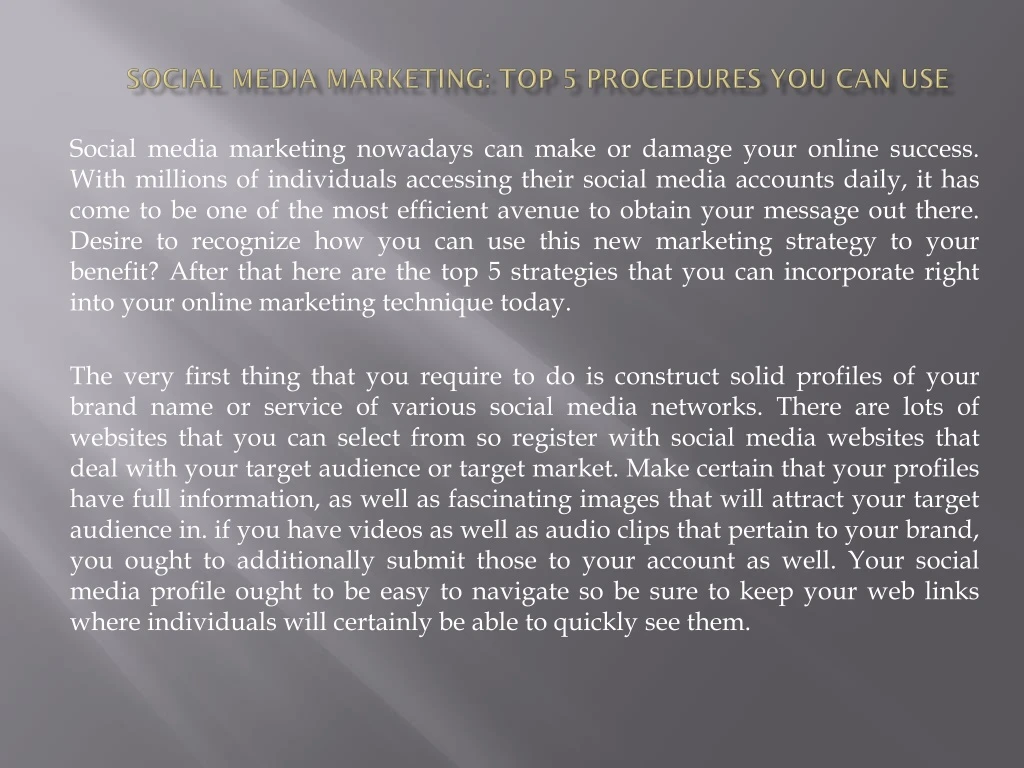 social media marketing top 5 procedures you can use