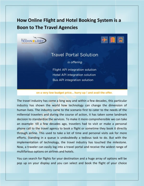 How Online Flight and Hotel Booking System is a Boon to The Travel Agencies