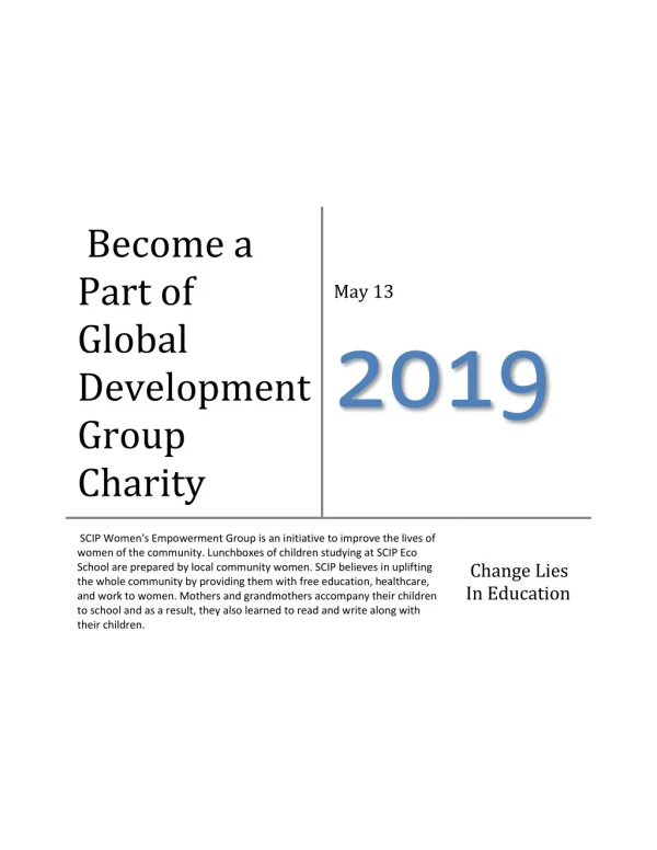 Become a Part of Global Development Group Charity
