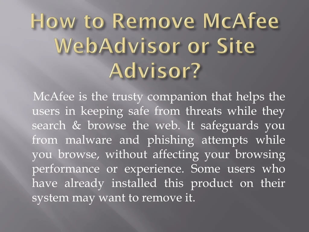 how to remove mcafee webadvisor or site advisor